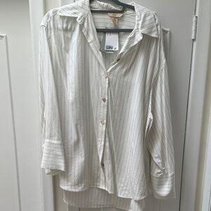 H&M White Striped Button Down Shirt
